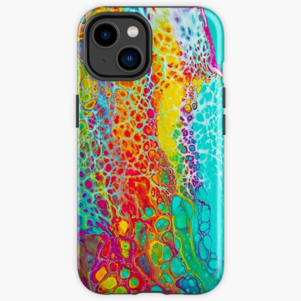 "Cellular Rainbow" - Acrylic Paint Pour iPhone Tough Case