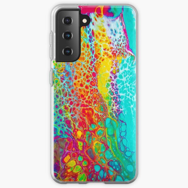 "Cellular Rainbow" - Acrylic Paint Pour Samsung Galaxy Soft Case
