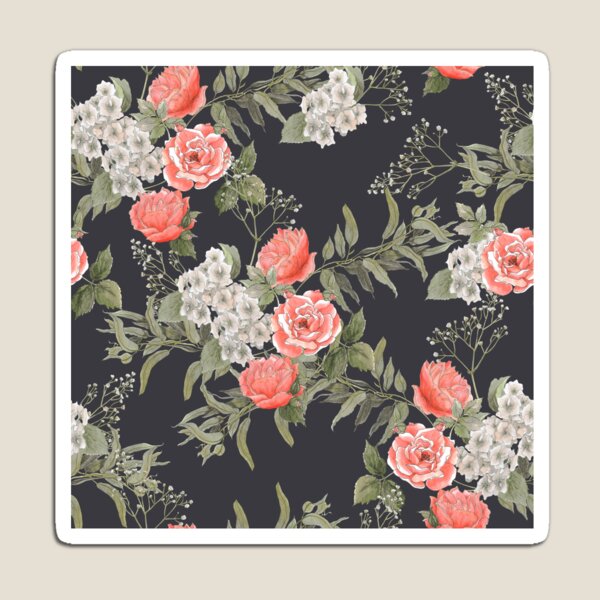 Artikelvorschau, Dunkles Korallen-Rosen-Blumenmuster #Winter #Pflanzen #Vintage #Blumenstrauß entworfen und verkauft von ANTHROPOLESLEY.