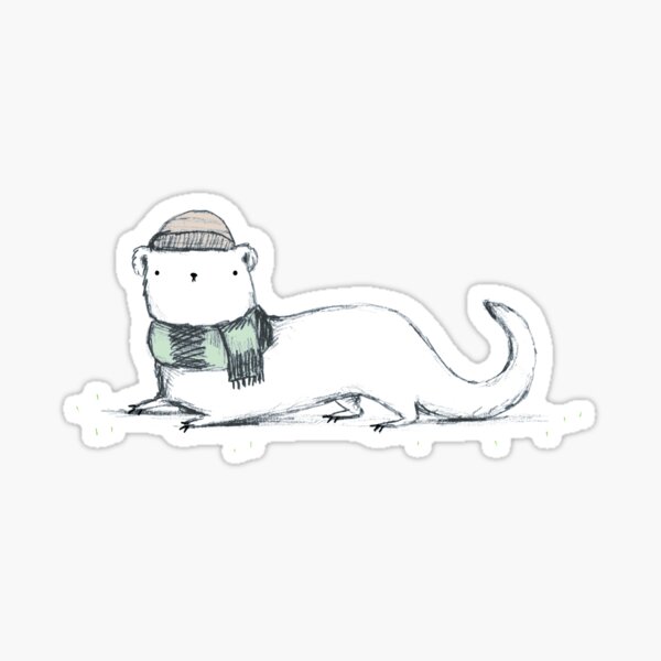 Ermine in Hat & Scarf Sticker