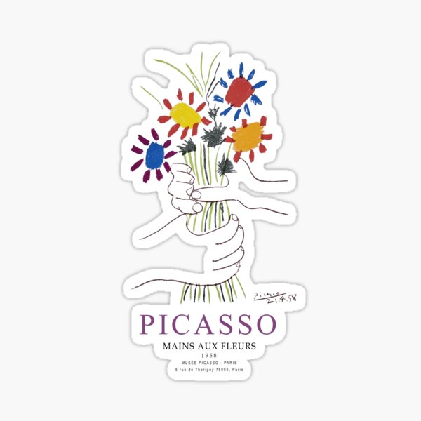 Picasso Exhibition - Mains Aus Fleurs (Hands with Flowers) 1958 Artwork Sticker