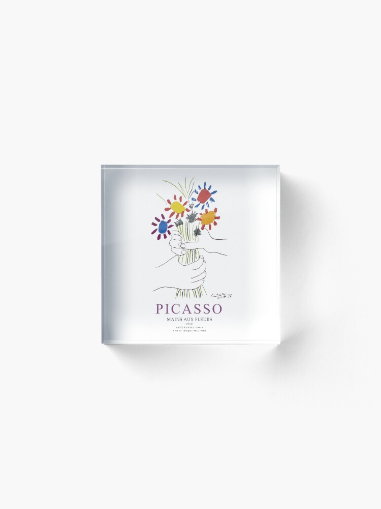 Alternate view of Picasso Exhibition - Mains Aus Fleurs (Hands with Flowers) 1958 Artwork Acrylic Block