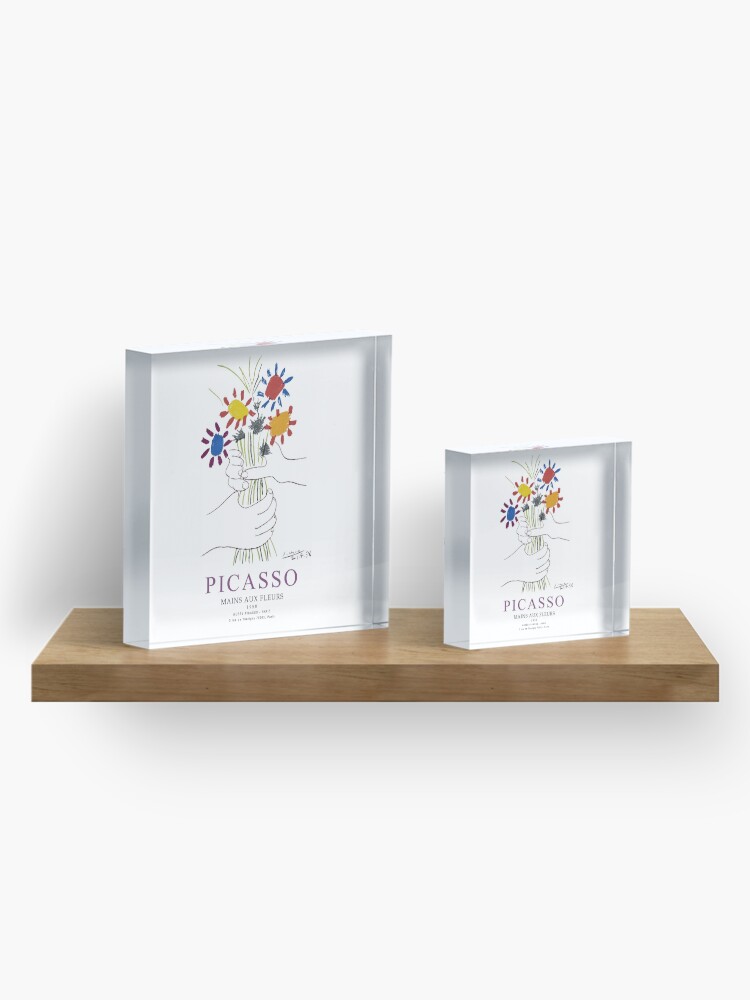 Alternate view of Picasso Exhibition - Mains Aus Fleurs (Hands with Flowers) 1958 Artwork Acrylic Block