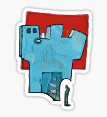 Green Man at a Blue Tower Sticker