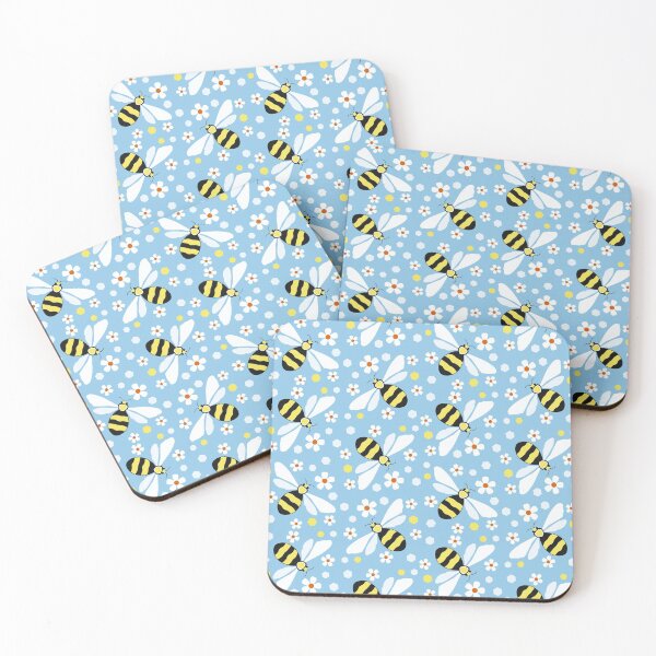 Item preview, Bees and Flowers on Blue designed and sold by SilverDarner.