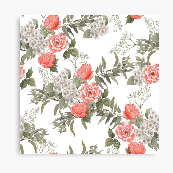 A Coral Rose Garden #Porcelain #White Canvas Print