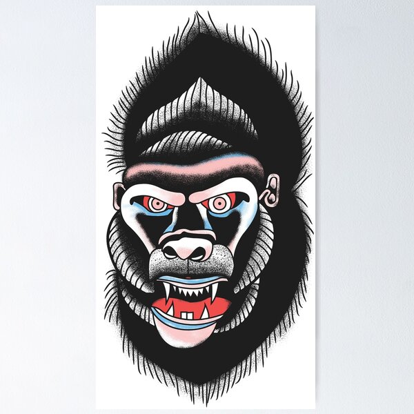 Gorilla Traditional Tattoo Flash Hand Painted to Order - Etsy