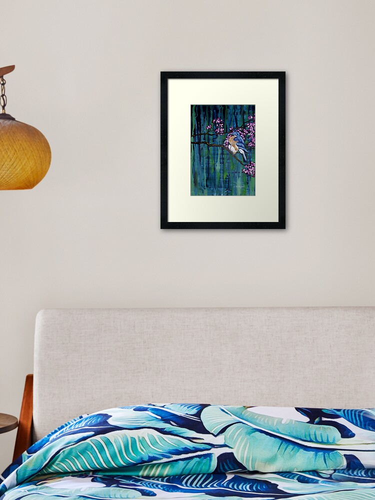 Thumbnail 1 of 7, Framed Art Print, Blossoming Bluebird designed and sold by Cherie Roe Dirksen.