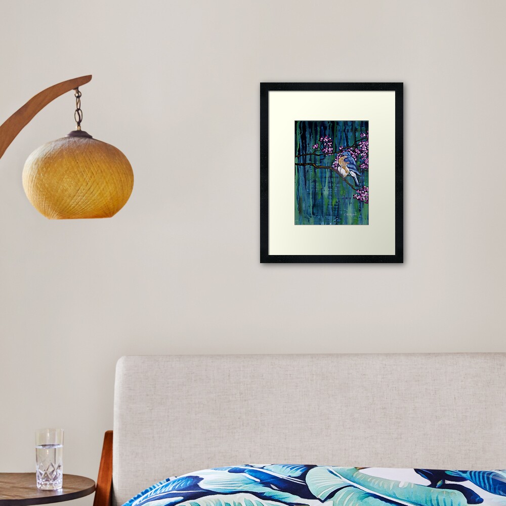 Blossoming Bluebird Framed Art Print