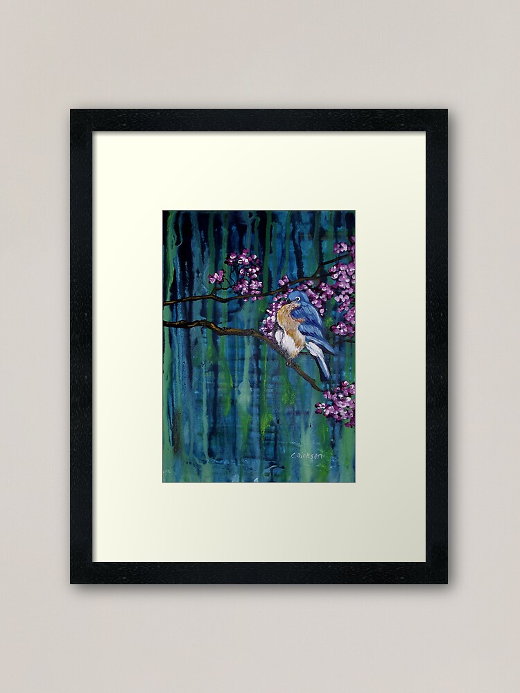 Thumbnail 2 of 7, Framed Art Print, Blossoming Bluebird designed and sold by Cherie Roe Dirksen.
