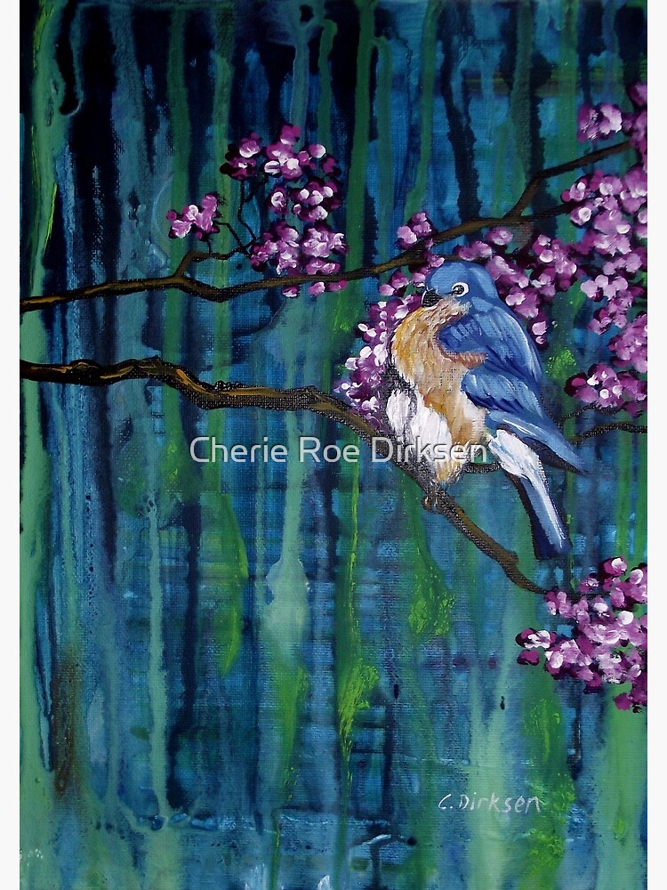 Thumbnail 7 of 7, Framed Art Print, Blossoming Bluebird designed and sold by Cherie Roe Dirksen.