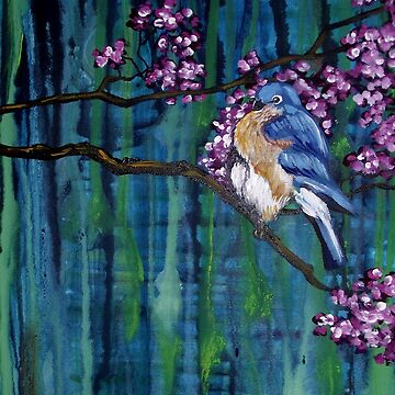 Artwork thumbnail, Blossoming Bluebird by cheriedirksen