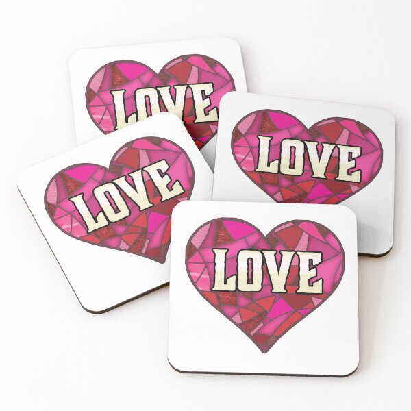 Item preview, Stained Glass Mosaic Look Heart Love Pink Red designed and sold by funnytshirtemp.