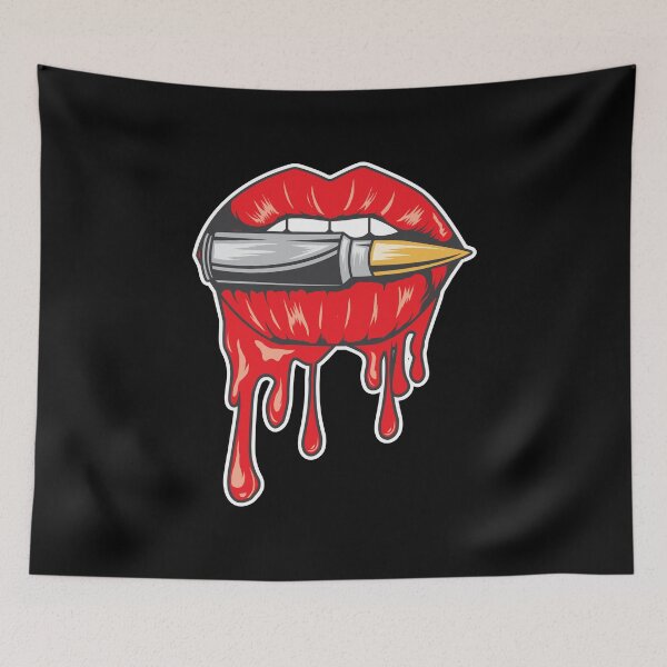 Item preview, Biting The Bullet Red Lipstick Lips Graphic Gift designed and sold by haselshirt.