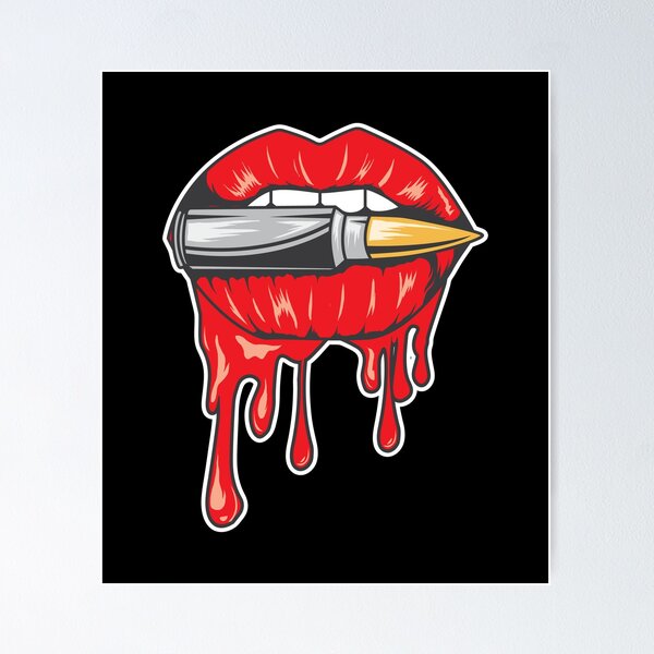 Item preview, Biting The Bullet Red Lipstick Lips Regalo gráfico designed and sold by haselshirt.