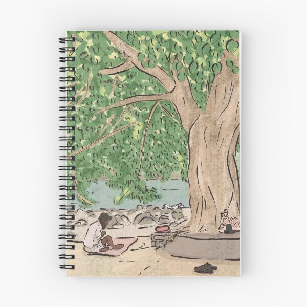 Item preview, Baba sitting under a tree - Ram Jhula, Rishikesh. Colorful Illustration designed and sold by NaliniLe.