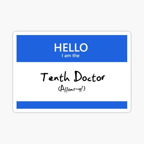 Tenth Doctor Name Tag Sticker