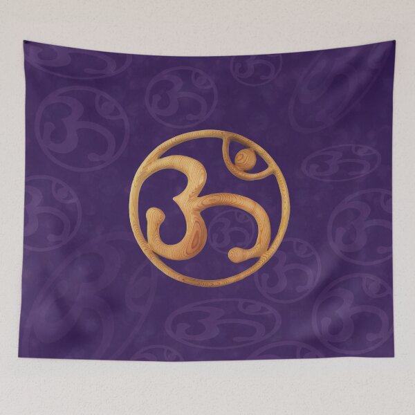 Item preview, Om Symbol wood carved on Purple background designed and sold by SignsOfSpirit.