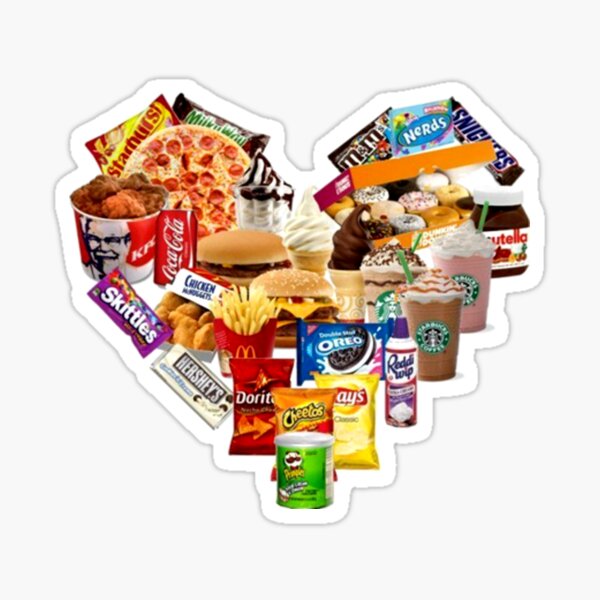 Junk Food Love Heart Sticker