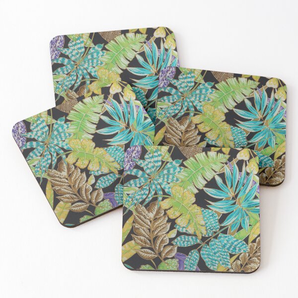 Item preview, Tropical leaves Green, Turquoise,Brown and Purple designed and sold by Leslie Rogers Todder.