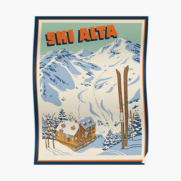 Art Art Posters VINTAGE 1960s ALTA UTAH MOUNTAIN SKI POSTER SNOW SKIER ...
