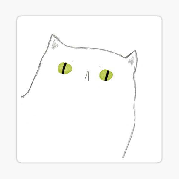 White Cat Face Sticker