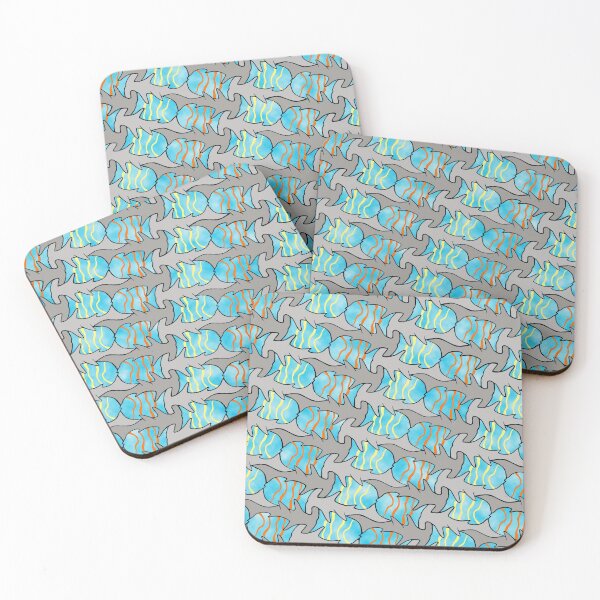 Artikelvorschau, Hammerhaie und Fisch Tessellation grau entworfen und verkauft von jeanneius.