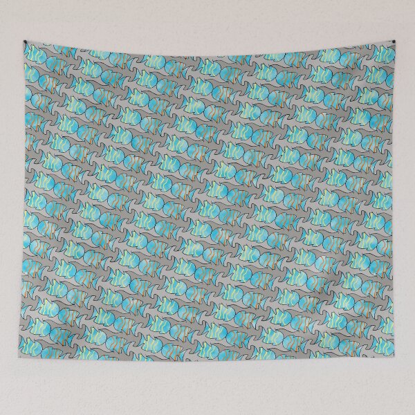 Artikelvorschau, Hammerhaie und Fisch Tessellation grau entworfen und verkauft von jeanneius.