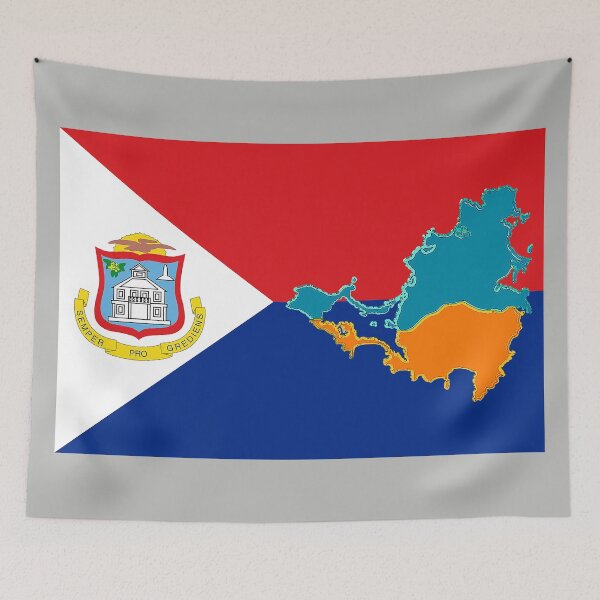 Item preview, Sint Maarten Flag with Map of St Saint Martin and Sint Maarten designed and sold by Havocgirl.