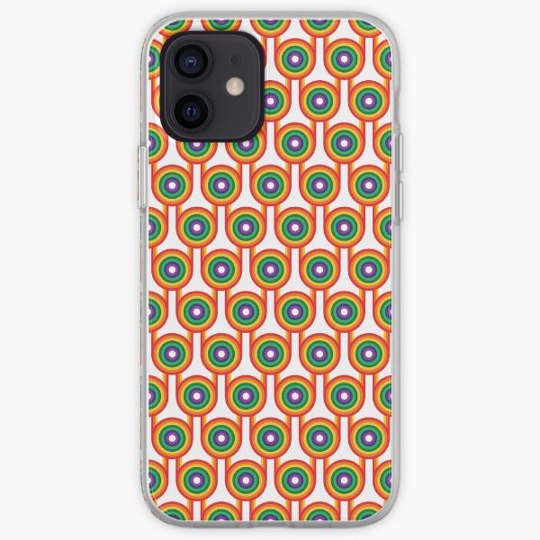 Scandi Midcentury Modern Retro Geometric Rainbow White Pattern iPhone Soft Case