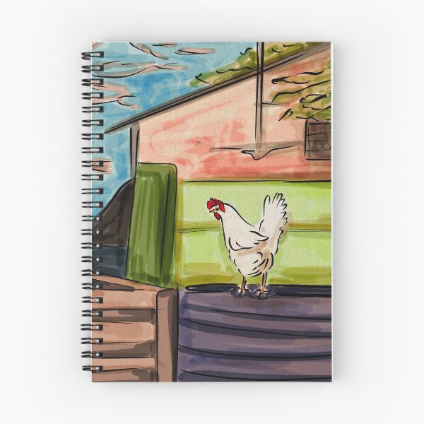 Item preview, Backyard with chickens colorful sketch designed and sold by NaliniLe.