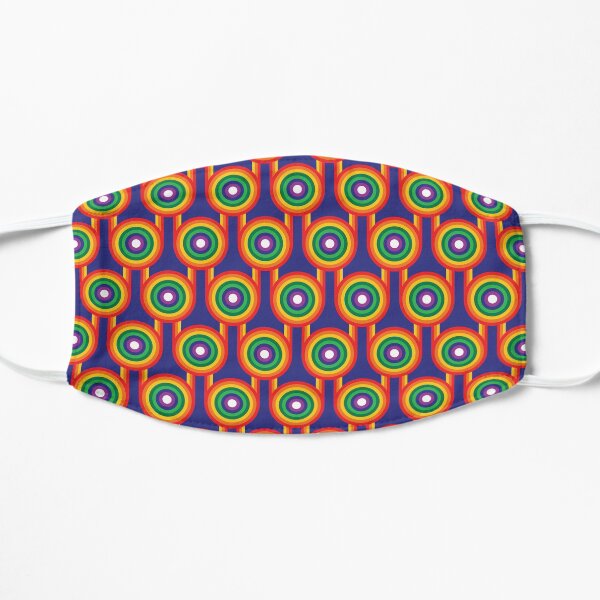 Scandi Midcentury Modern Retro Geometric Rainbow Blue Pattern Mask