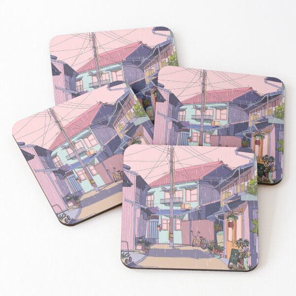 Item preview, Day rain from a pink sky on a street designed and sold by MindChirp.