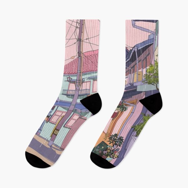 Item preview, Day rain from a pink sky on a street designed and sold by MindChirp.
