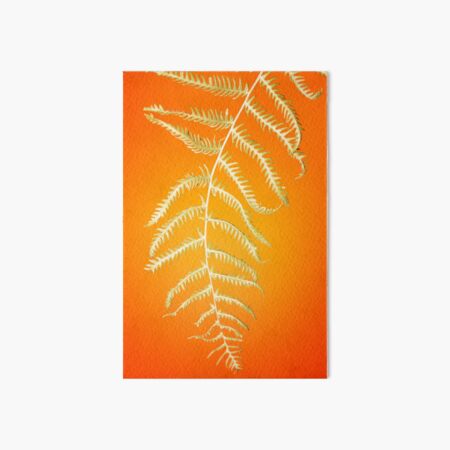 Green Fern Leaf on Orange Art Board Print