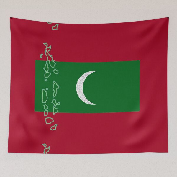 Item preview, Maldive Flag with Map of the Maldive Islands designed and sold by Havocgirl.