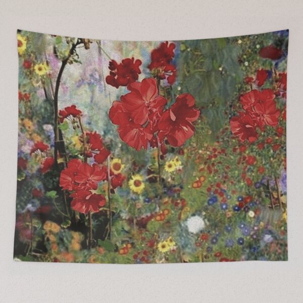 Item preview, Red geraniums spring garden designed and sold by sharlesart.