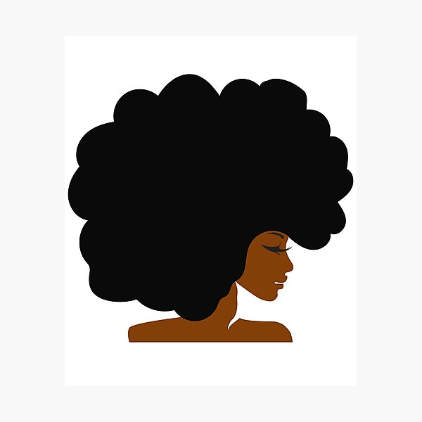 Big Curly Afro Natural Hair Black Woman Photographic Print
