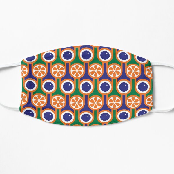 Scandi Midcentury Modern Retro Geometric Blueberries Oranges Pattern Mask