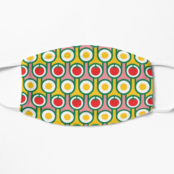 Scandi Midcentury Modern Retro Geometric Eggs Tomatoes Pattern Mask