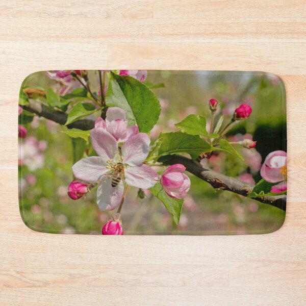 Item preview, Bee on a pink appleblossom designed and sold by xophotography.