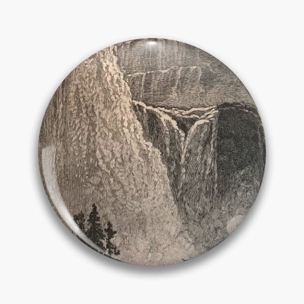 Item preview, Skjeggedal, Norway waterfall illustration in black and white, 1800s, historical nature designed and sold by djrunnels.