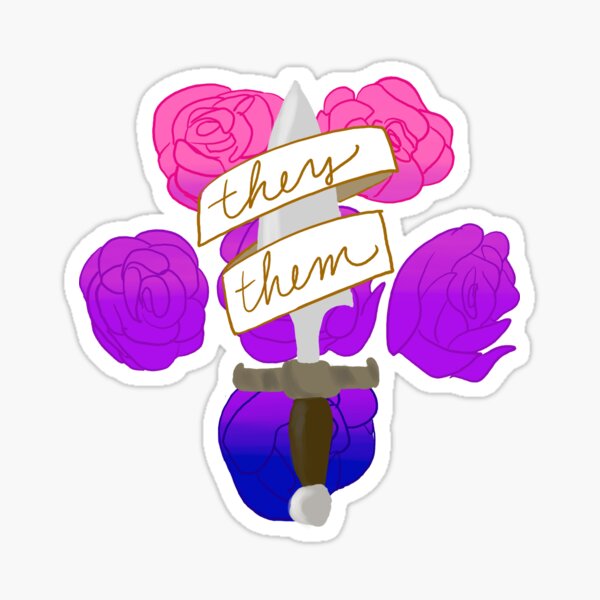 They / them pronoun sticker bi pride Sticker