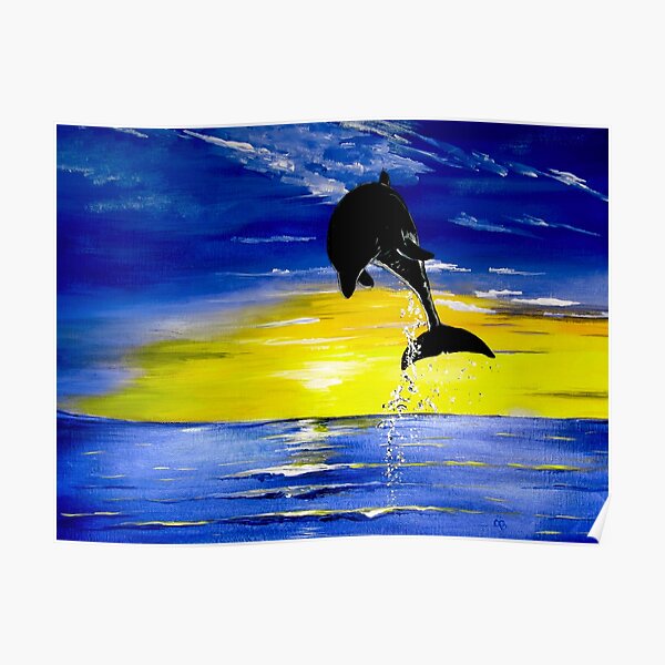 Cartoon Delphin Poster Von Paintedbycarol Redbubble