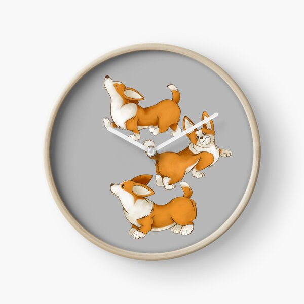 Cute corgi puppies. Clock