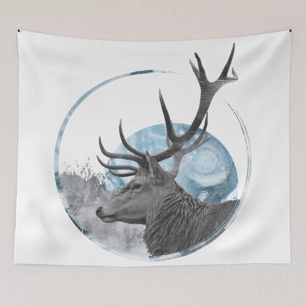 Item preview, Deer-moon composition, modern montage designed and sold by SoftFigurine.
