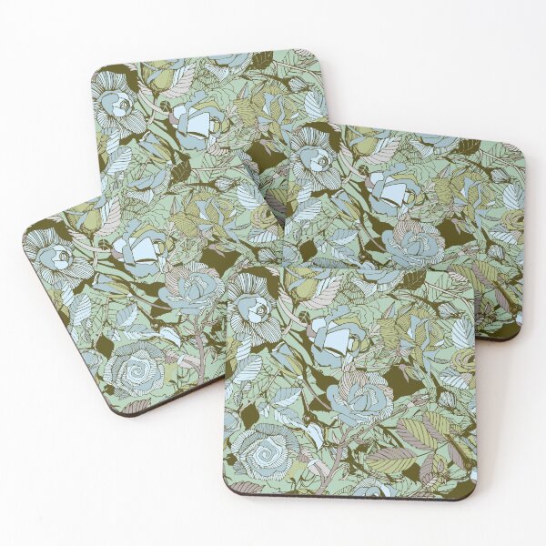 Item preview, rose lineart florals | green designed and sold by camcreativedk.