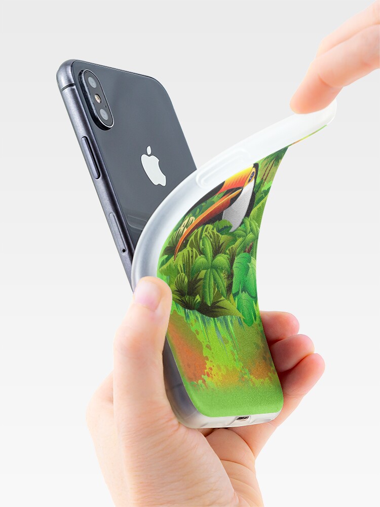 Alternate view of Toucan on Wild Green Jungle iPhone Case & Cover