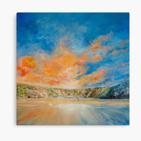 Lusty Glaze Sun, Newquay Cornwall Art Canvas Print