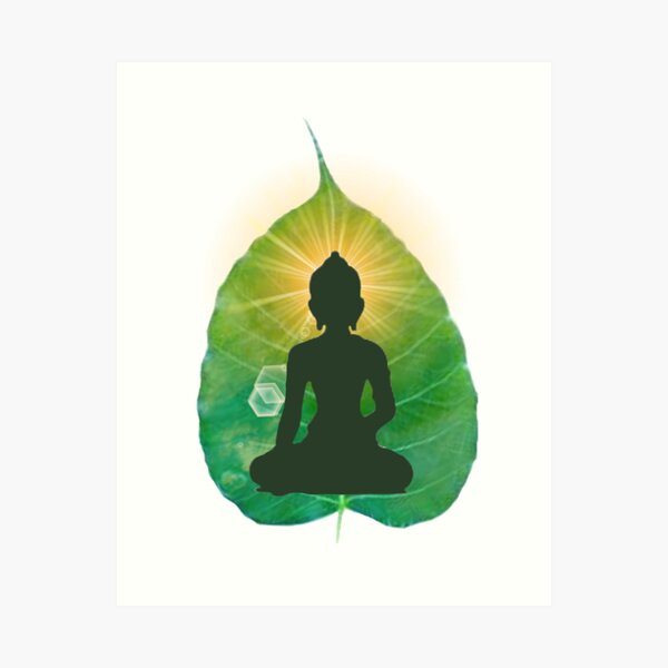 Buddha on a bodhi leaf Art Print